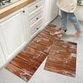 thumbnail image 2 of Wood Grain Kitchen Mat Set of 2, Cushioned Anti-Fatigue Non-Slip Floor Comfort Mats Kitchen Runner Rug 18x30inch+18x47.2inch for Home, Office, Sink, Laundry, Farmhouse Brown Vintage Wood Plank Texture, 2 of 6