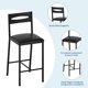 thumbnail image 4 of QinaQin Comedor de 3 piezas con almacenamiento, mesa compacta con estructura de hierro y acabado negro tipo madera, incluye 2 sillas tapizadas en PU, ideal para espacios pequeños, 4 of 7