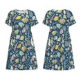 thumbnail image 3 of Bixox Robe d'Été à Manches Courtes pour Femmes Robe Ample Longueur Genou avec Poches-Insecte sous-Marin, 3 of 7