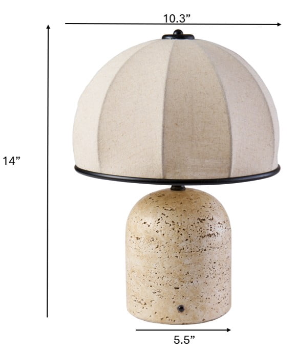 Better Homes & Gardens Rechargeable 14 in Stone Gourd Table Lamp with Fabric Dome Shade
