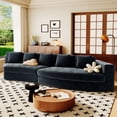 thumbnail image 2 of Harper & Bright Designs Modular Foam Sectional with Ottoman, Chenille Curved Compressed Sofa, 2 Piece Free Combination Floor Sponge Couch for Living Room Office, Navy Blue, 2 of 13