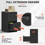 Kooyon 2 Drawer Vertical File Cabinet with Lock, Black Metal Filing Cabinet for Home Office, Fits Legal/Letter/A4-Assembly Required