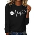 thumbnail image 2 of Tops for Women Trendy Viikei Womens Plus Size Clearance $5,Long Sleeve Shirts for Women Fall Womens Tops,Fashionable Women's Printed Round Neck Pullover Long Sleeved Casual Top Black XL, 2 of 4
