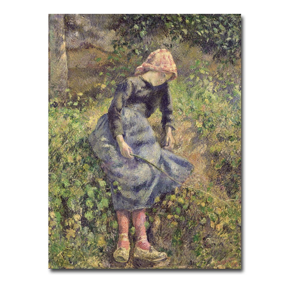 Trademark Fine Art "Girl with a Stick 1881" Canvas Art by Camille Pissarro