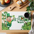 thumbnail image 2 of Happy St. Patrick's Day Placemats Set of 4, Cartoon Green Elf Lucky Shamrock Placemats for Dining Table, Place Mats for Kitchen Tabletop, Waterproof Wipeable Dining Table Mats Set, 2 of 9