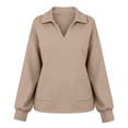 thumbnail image 3 of Women’s Waffle Collar Sweatshirt, Oversized Pullover Long Sleeve Sweatshirt, Fall Fashion Sport Casual Tops with Pockets, 3 of 8
