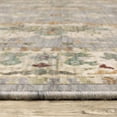 thumbnail image 3 of HomeRoots 509289 2 x 3 ft. Gray Ivory Orange Teal Green Charcoal Blue & Red Oriental Power Loom Stain Resistant Rectangle Area Rug with Fringe, 3 of 8