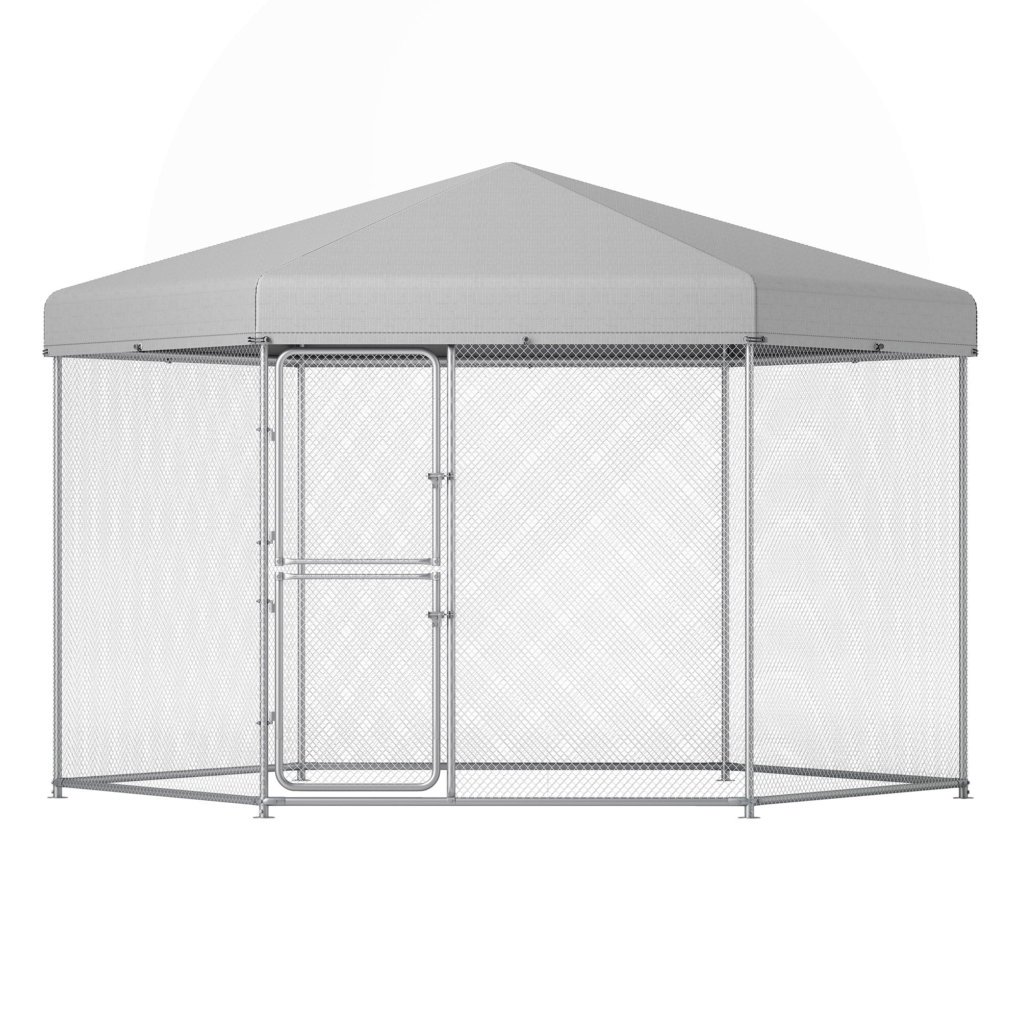 ModFusion 90" Outdoor Dog Kennel with Roof – Heavy-Duty Galvanized Steel Pet Playpen, Weatherproof Canopy, Secure Lock & Hexagonal Wire Fence for Large Dogs
