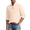 thumbnail image 2 of Men Half Zip Mock Neck Cable Knit Cotton Pullover Sweater Color XL, 2 of 7