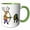Green/White, variant on 3drose, Funny Buck Deer Practicing Archery with Bow and Arrow, 11oz Two-tone Green Mug