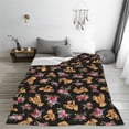 thumbnail image 5 of Honeii Rose Flower Bear Print Fleece Blanket - Throw Blanket for Bed, Sofa, Couch, Camping, and Travel , Microplush Ultra Soft Warm Blanket-60"x50", 5 of 7