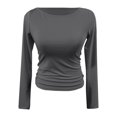 thumbnail image 3 of Women's Boat Neck Long Sleeve Casual Fitted Tee Shirts, 3 of 4