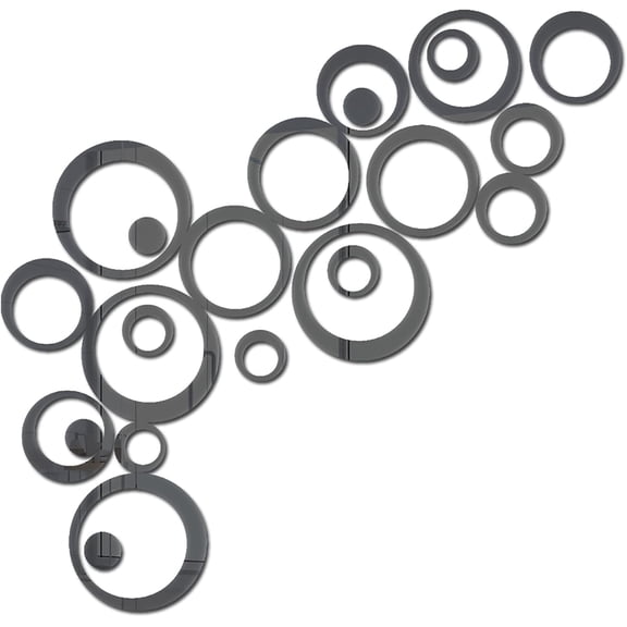 ERDOUY 24Pcs Circle Mirror Wall Stickers, Acrylic Stickers,6 Sizes Removable Mirror Stickers,Decorate Living Room and Bedroom,Black