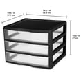 Sterilite, Wide 3 Drawer Unit, Black