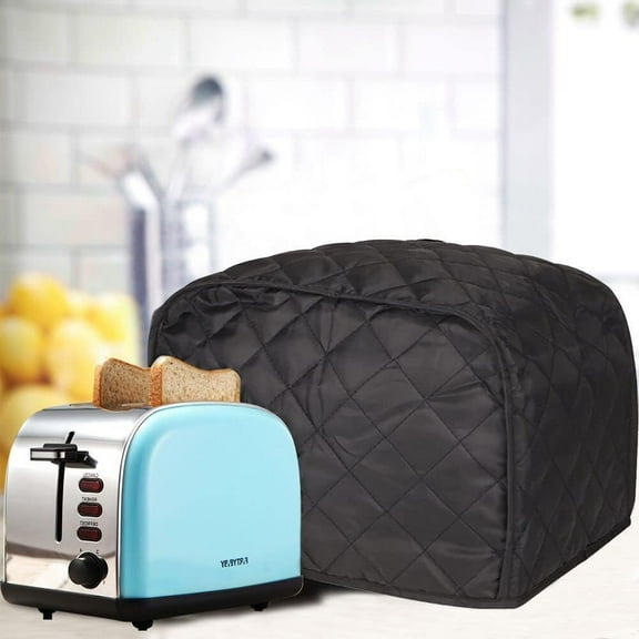 2 slice Toaster Cover, Polyester Fabric Quilted Two Slice Toaster Appliance Dust-proof Cover For Kitchen Small Appliance Dust Cover and Fingerprint Protection (Black)