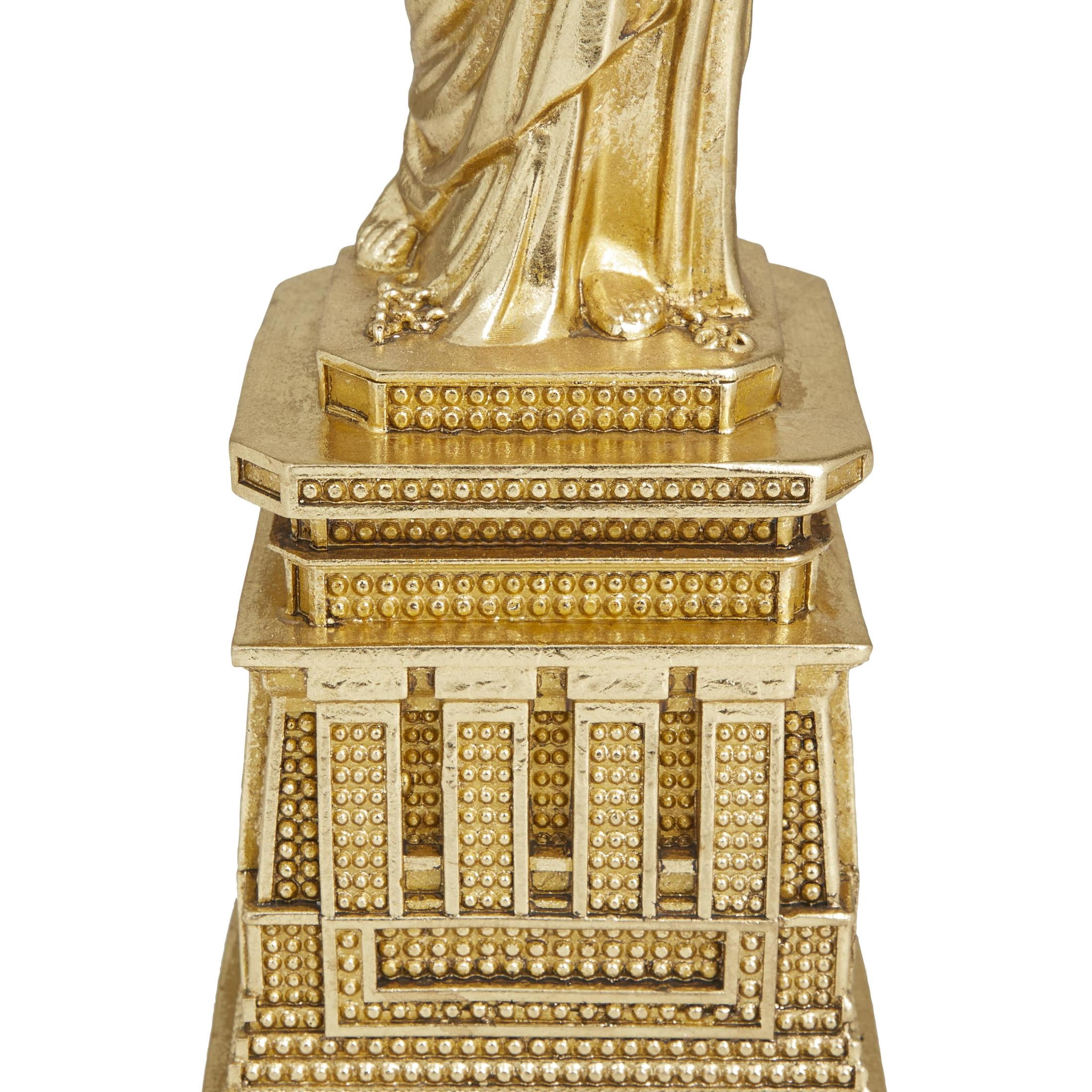 5" x 17" Gold Polystone Statue of Liberty Sculpture, by DecMode