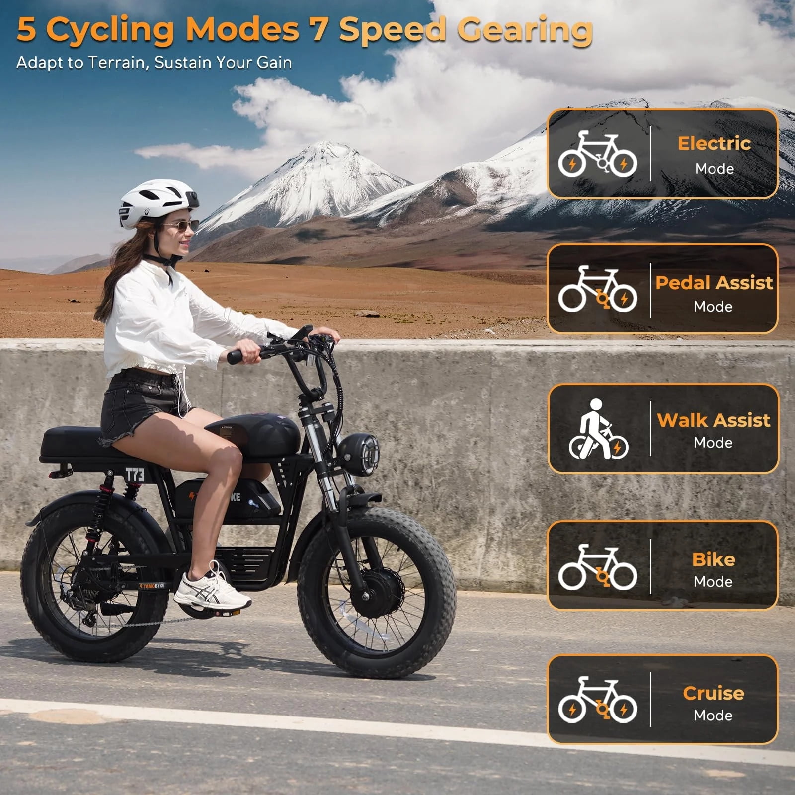Tamobyke T73PROMAX Electric Bike for Adults, 3000W Peak Dual Motor, 37.5mph, 48V 36.4Ah Battery, 20" Fat Tire E-Mountain Bike UL2849