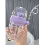 Shengshi Cute Children's Whale Spray Drinking Cup, Children's Sippy Cup, Kid's Drop-Proof Cup With Straw, 250m Portable Baby Cups with Straw, Let Child Drink More Water, Funny Crossbody Strap Design