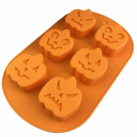 

DTOWER 6-Cavity Halloween Silicone Mold Pumpkin Mold Baking Tool for DIY Puddings Candies Chocolates