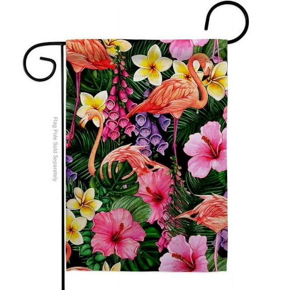 Breeze Decor G155066-BO Hibiscus Flamingo Animals Bird 13 x 18.5 in. Double-Sided Decorative Vertical Garden Flags for House Decoration Banner Yard Gift