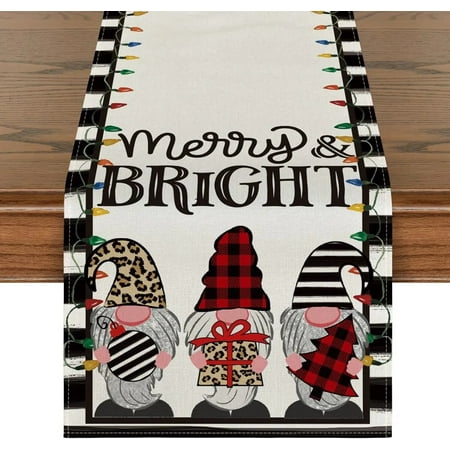 

Christmas Gnome Gift Rectangle Table Runner Winter Christmas Holiday Kitchen Table Decoration Home Party Accessories