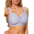 thumbnail image 4 of INSPIRE CHIC Women's V-Neck Mesh Full Coverage Wireless Soft Cup Wide Adjustable Straps Minimizer Bras 3XL Blue, 4 of 5