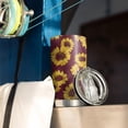 thumbnail image 3 of 20 Oz Red Sunflower Coffee Tumbler Double Wall Insulated Stainless Steel Water Bottle | Metal Reusable Thermoses Flask with Cup Cap | Leak & Sweat Proof with Anti-Dust Lid, 3 of 7