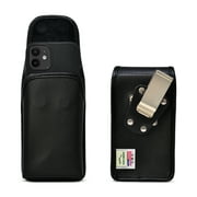 iPhone 12 13 Mini Vertical Holster Black Leather Pouch with Heavy Duty Rotating Belt Clip