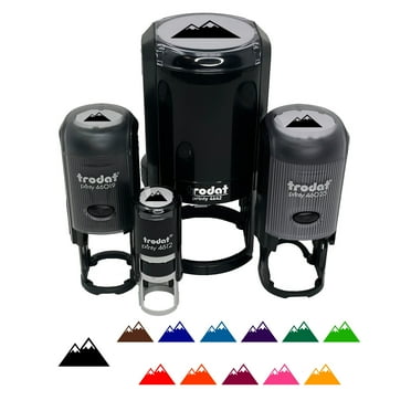 Snow Topped Mountains Self-Inking Rubber Stamp Ink Stamper - Black Ink - Mini 1/2 Inch