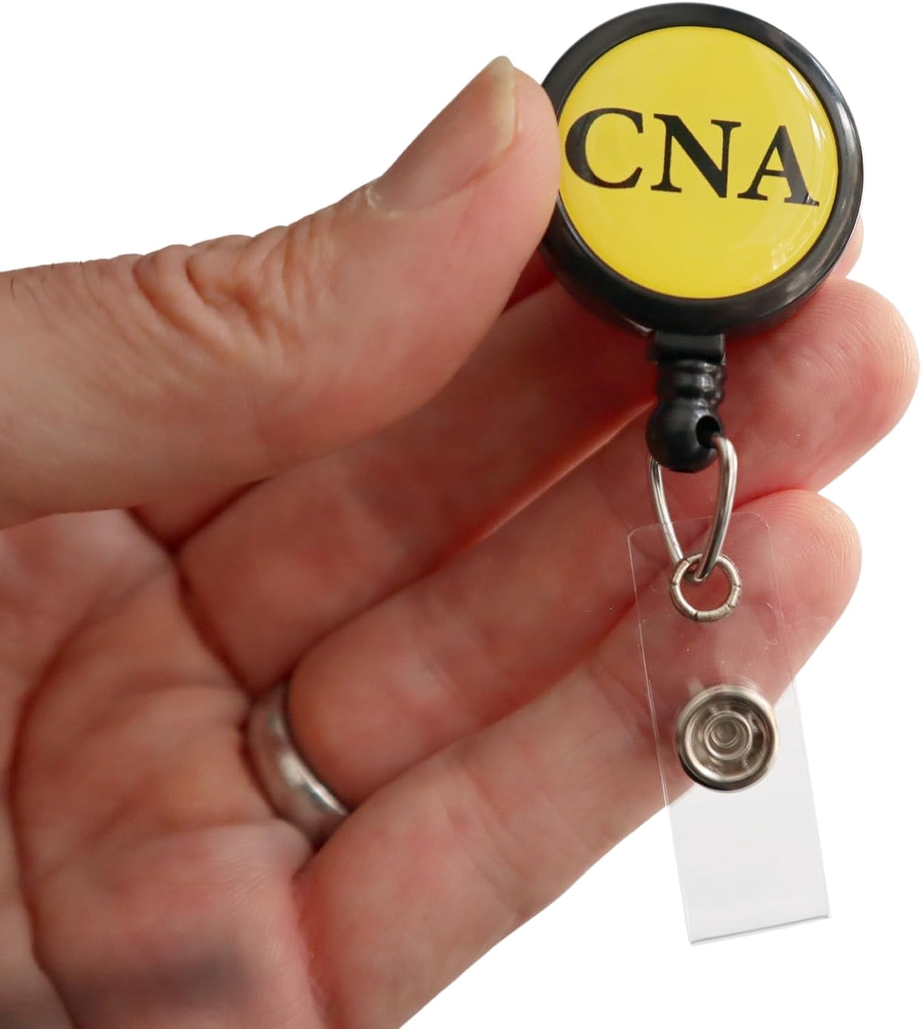 2 Pack - CNA Badge Buddy Reels with Alligator Clip - Swivel Retractable Reel CNA Badge Holder & Title Card in One - Nurse Retractable Hospital I'd Role Dome Label by Specialist ID (Yellow)