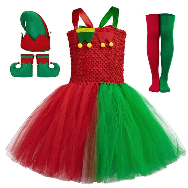 toraway Dresses Girls 10 Robe de Fille Kids de Noël Sans Manches en Tulle Ensemble de Robe de Performance 3-4 Ans