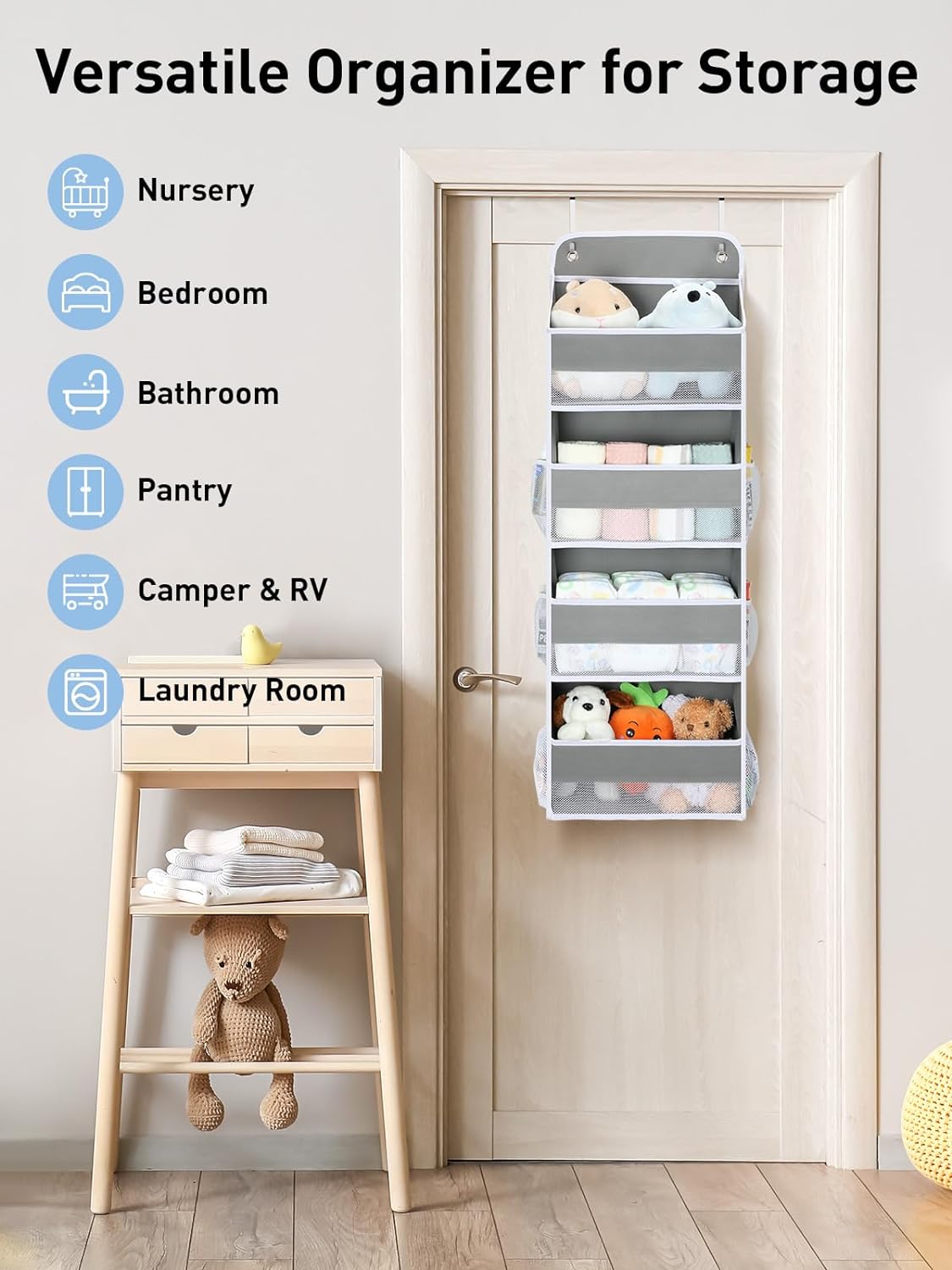 LazySpin 4-Tier Over The Door Organizer Gray photo 3