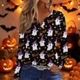 thumbnail image 2 of Trgacdwlo Womens Halloween Long Sleeve Tops Cat Pumpkin Print Fall Womens Henley Tops Ghost Graphic Spooky Pullover Shirts, 2 of 5