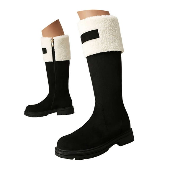 Mostsola Snow Boots for Women Zipper Platform Mid Calf Boots Plush Winter Warm Long Boots