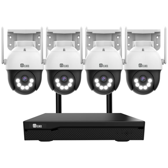 WiFi PTZ Security Camera System, 4K NVR 8CH 1TB & Semi Wireless 4-Camera 5MP Outdoor Color Night Vision, Person Detection Smart Home Surveillance CCTV DIY, Elder Brand