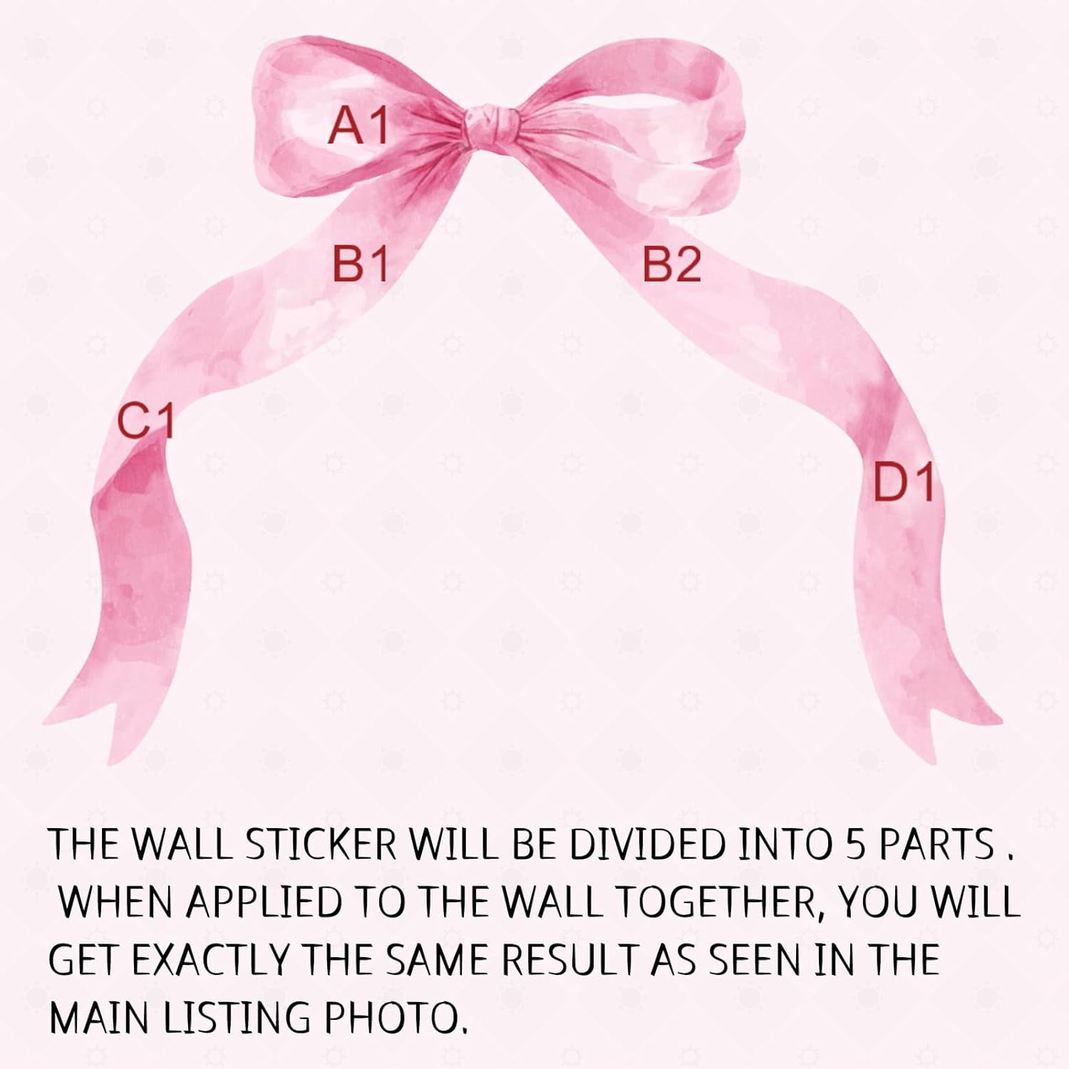 59 x 45 Inch Large Pink Bow Wall Stickers Peel and Stick Coquette Girl Room Decor Large Watercolor Bow Stickers Preppy Waterproof Vinyl Decals Wall Decor for Girl Room Nursery Kindergarten