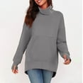 thumbnail image 4 of Summer !DianGeFu Ribbed Dresses for Plus Size Women In Fall 50% Off Clear,Fashion Women's Casual Long Sleeve Solid Turtleneck Zipper Pocket Ladies Tops Blouse,Gray,XL, 4 of 9