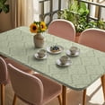 thumbnail image 3 of Sage Green Table Cloths for 6 Foot Rectangle Tables, Modern Abstract Art Farmhouse Patio Waterproof Elastic Fitted Tablecloths, Washable Rectangular Table Cover for Camping, 3 of 8