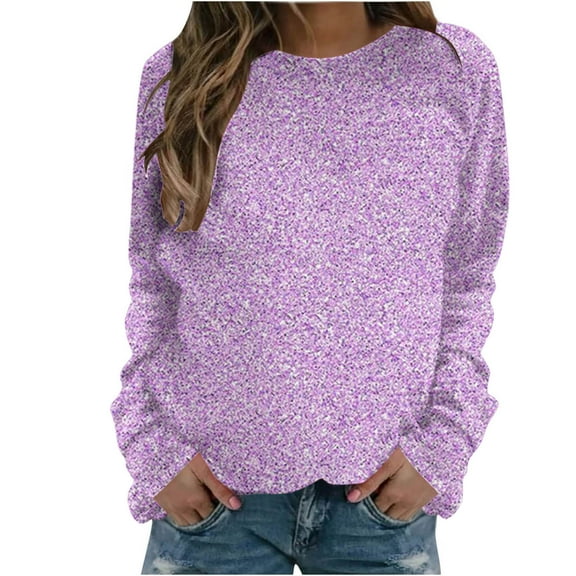 Zpanxa Women's Solid Color French Terry Crewneck Sweatshirt, Soft Casual Long Sleeve Pullover Top for Lounge and Everyday Wear Pink S