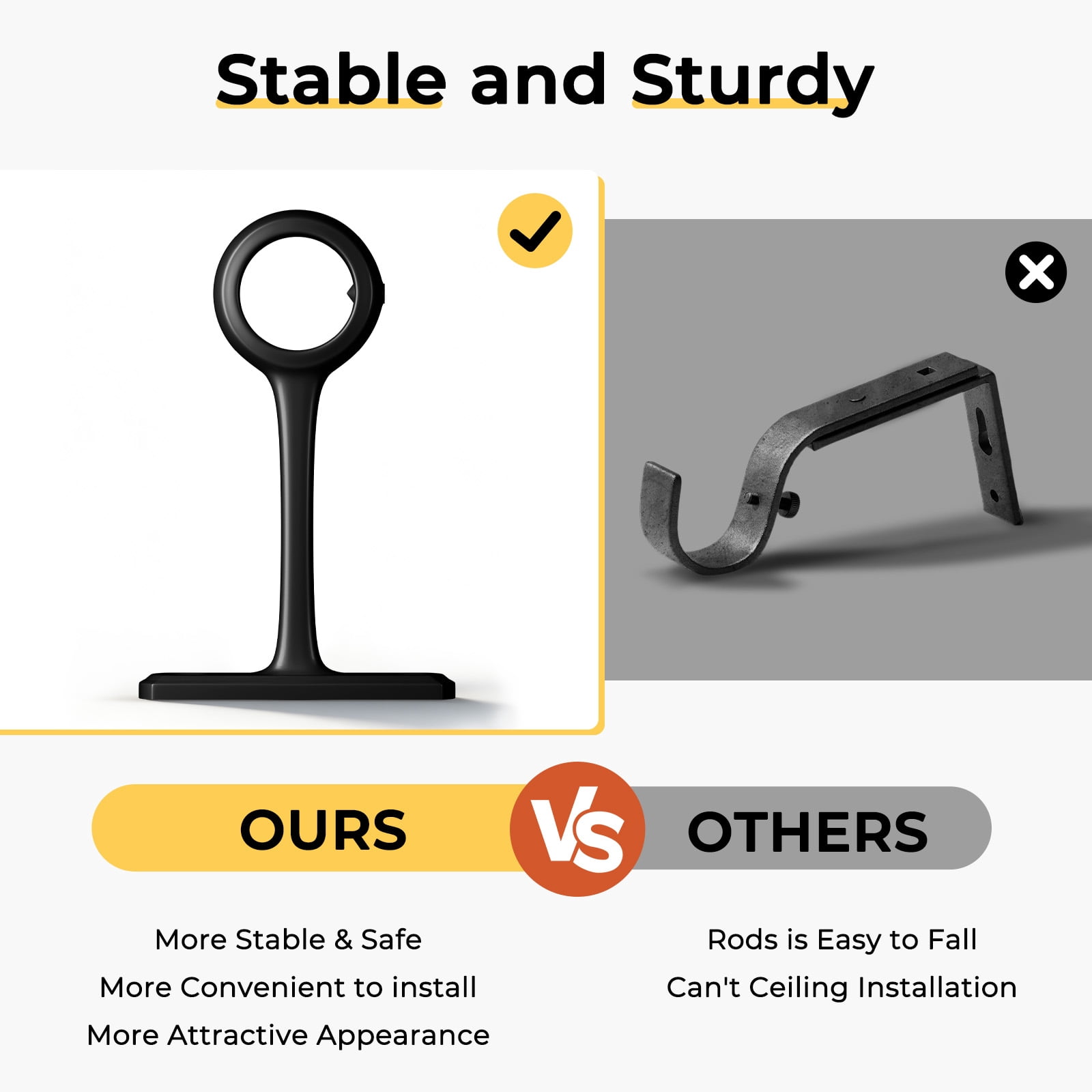 1" Rust-Resistant Curtain Rod,Black Curtain Rods for Windows 72" to 144", End Indoor/Outdoor Single Curtain Rod