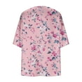 thumbnail image 4 of Oplxuo Women Floral Print Lightweight Chiffon Kimono Cardigan Short Sleeve Loose Beach Wear Cover Up Blouse Top, 4 of 5