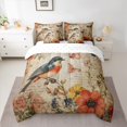 thumbnail image 2 of jejeloiu Country Bird Flower Bedding Comforter Set 7pcs,Rustic Farmhouse Queen Bedding Sets,Orange Beige Queen Sheet Sets For Child,Luxury Bedroom Decor Reversible, 2 of 8