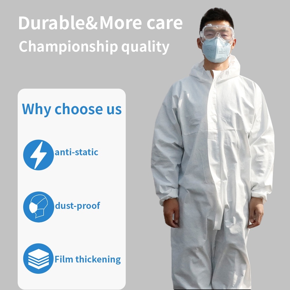 Unisex Disposable Protective Coverall Dustproof Hooded Disposable