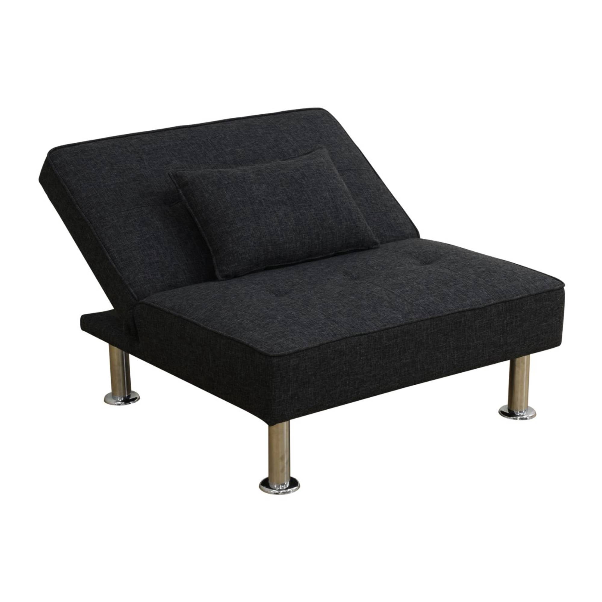 Multi-Function Single Sofa Bed Breathable Linen Futon Couch Bed with Adjustable Backrest Modern Convertible Chair for Living Room Apartment, Black