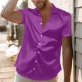 thumbnail image 6 of RYRJJ Mens Silk Button Down Shirt Short Sleeve Collared Satin Dress Shirts Summer Party Wedding Prom Shirt(Purple,S), 6 of 8