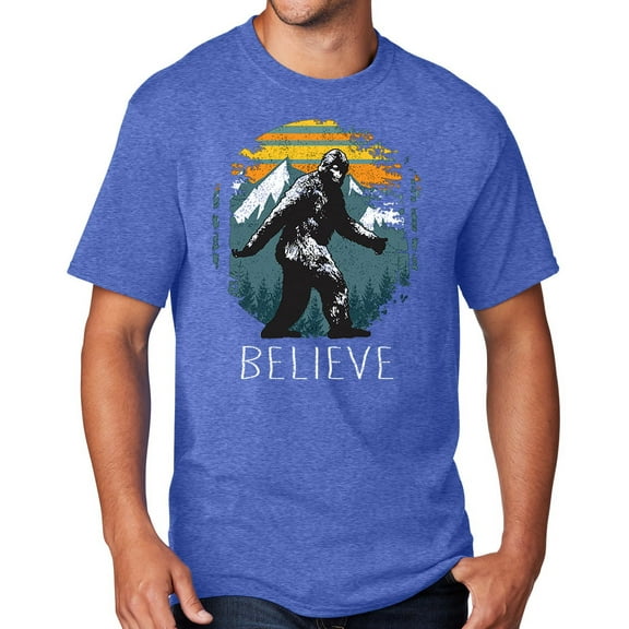 Men's Sasquatch Believe T-shirt, 2XL Heather Royal Blue