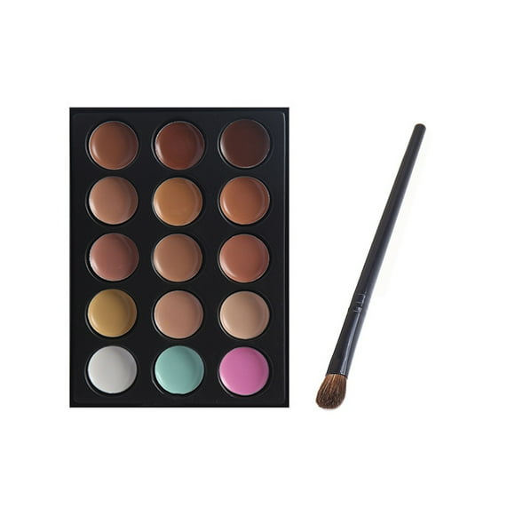 Concealer Palette 15 Colors Makeup Palette Facial Camouflage Contour Palette with Brush Oval & Makeup