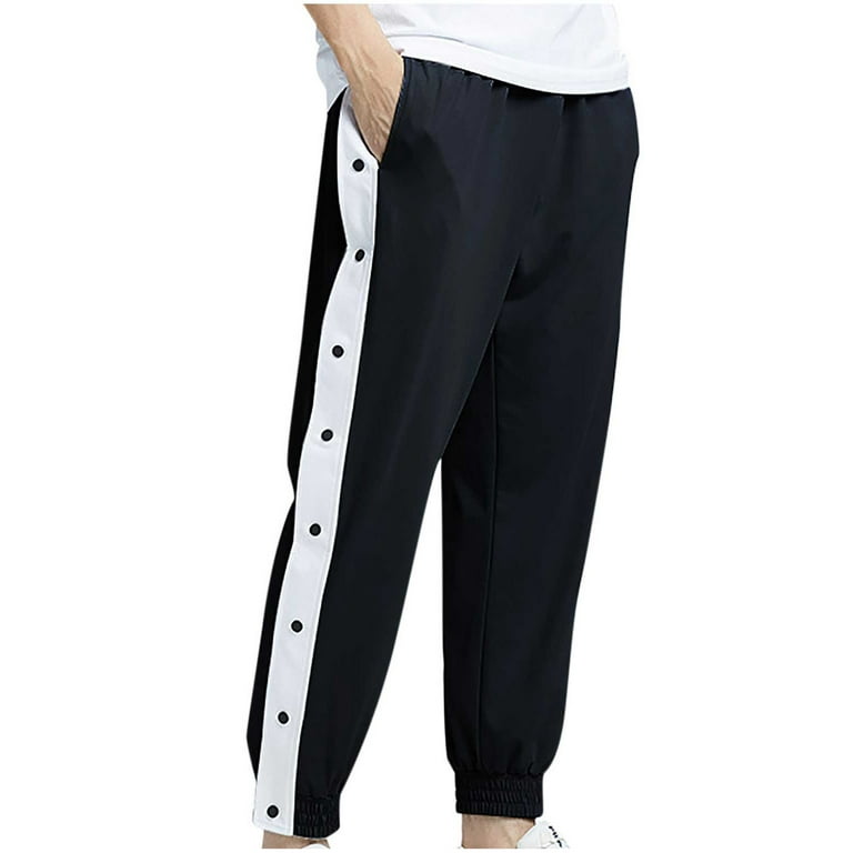 Men's High Split Side Pants Elastic Waist Loose Fit Joggers Casual Sports  Trousers Snap Button Track Long Pants Fashion Hippie Regular Fit Fall  Winter