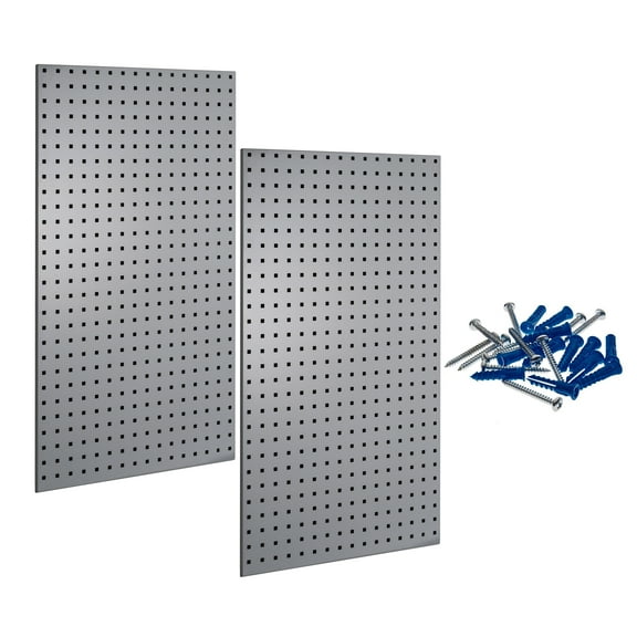 Triton Products (2) 24 In. W x 42-1/2 In. H Gray Epoxy Coated 18-Gauge Steel Square Hole Pegboards & Mounting Hardware