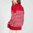 thumbnail image 7 of AGWOLF Womens V Neck Sweater Striped Ribbed Knit Jumper Shirts Lapel Collar Long Sleeve Pullover Tops, 7 of 7